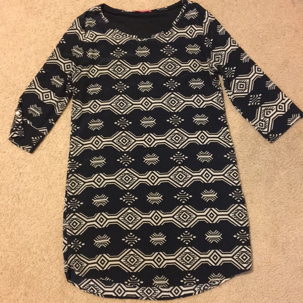 Cute black and tan print dress.